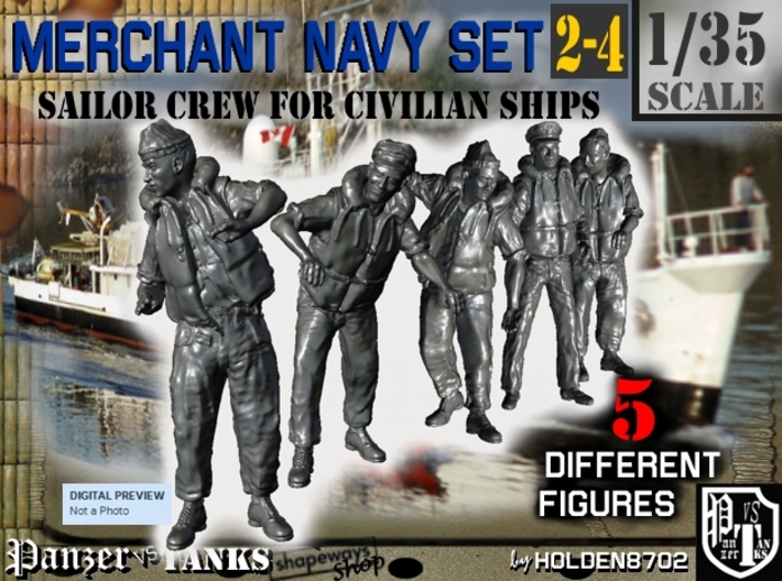 1-35 Merchant Navy Crew Set 2-4 3d printed