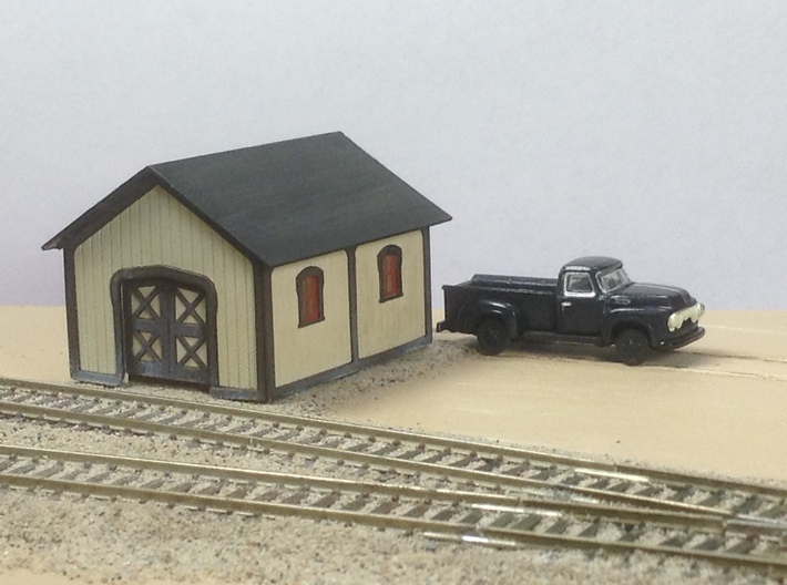 PRR Plan 57984-B TOOL SHED Kit in N Scale 3d printed Tool shed assembled and painted