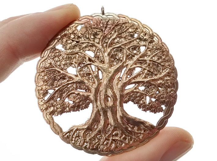 Tree of Life Pendant 3d printed Raw Brass
