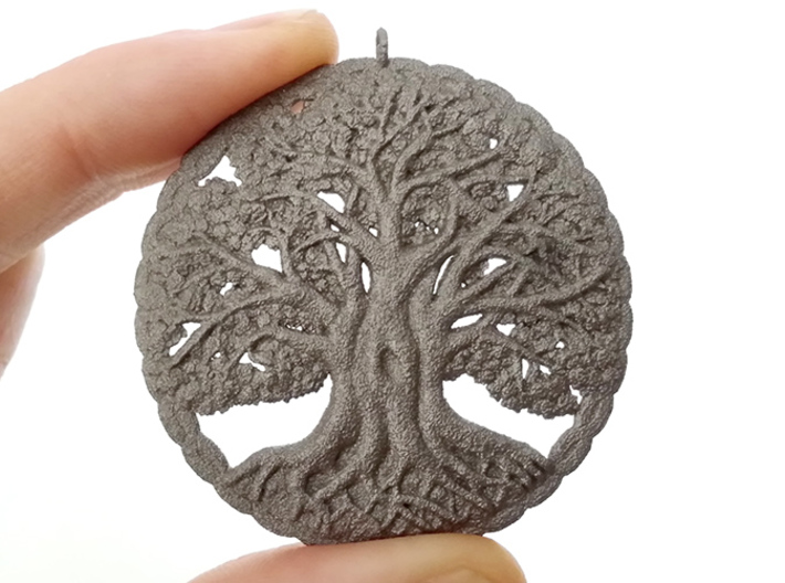Tree of Life Pendant 3d printed Polished Nickel Steel