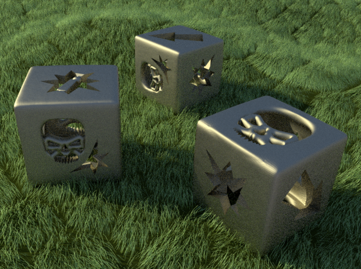 Blood Bowl Block Dice v2 3d printed Steel dice on the pitch!