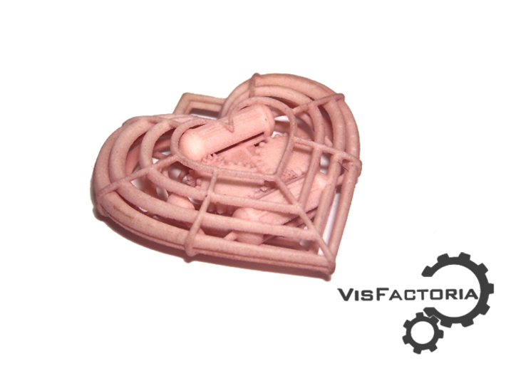 Steampunk Heart Pendant 3d printed White plastic stained with red wine