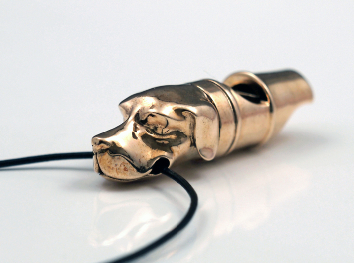 Precious Dog Whistle 3d printed Polished Bronze