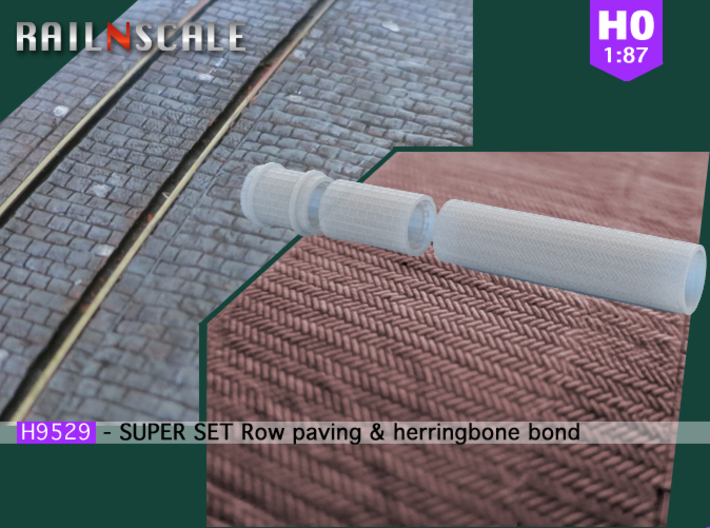 SUPER SET Row paving &amp; herringbone bond rollers H0 3d printed