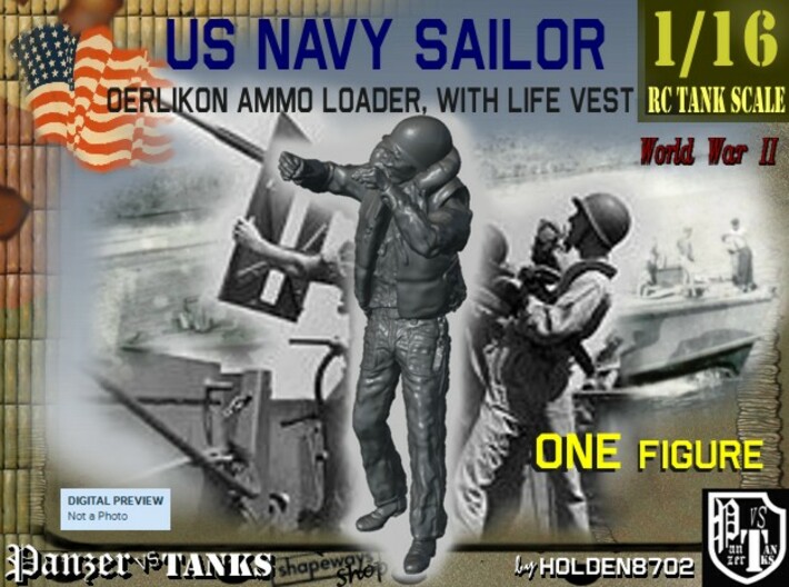 1-16 USN Sailor Oerlikon Ammo-2 3d printed