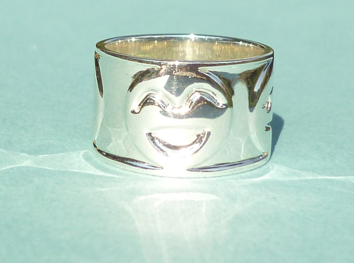 Emotion Ring (Size 7) 3d printed Premium Silver - Joy