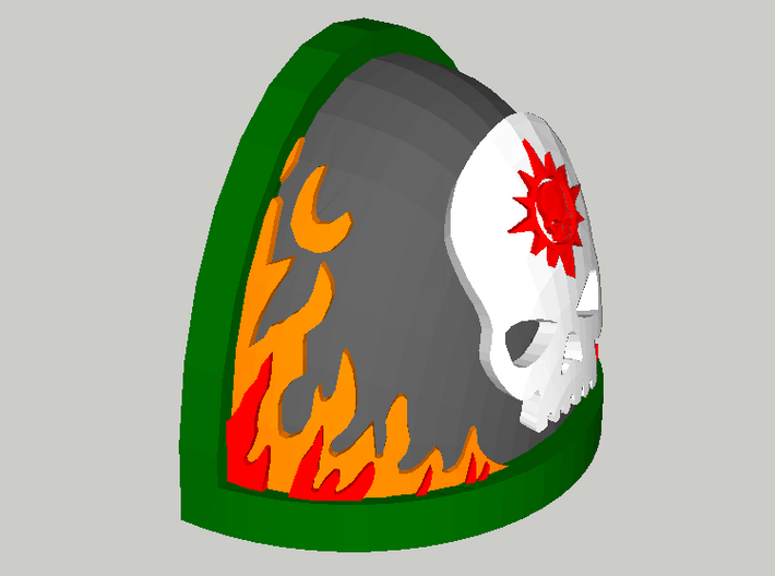 20 Shoulder Pads Skull with Flames and Halo 3d printed 