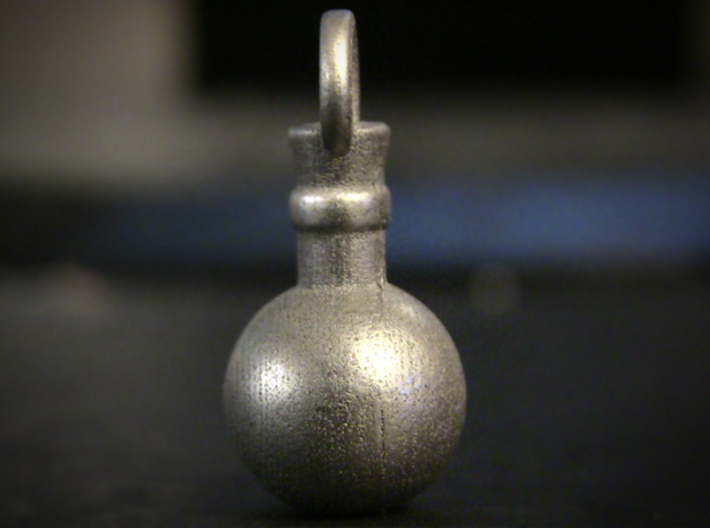 Potion Pendant/Keychain 3d printed Nickel Steel