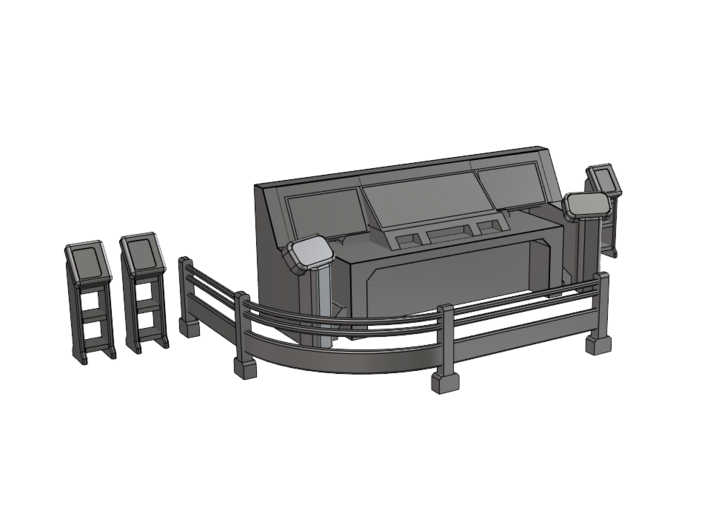 Mechwarrior 4 Mechlab Console and Railing 3d printed 