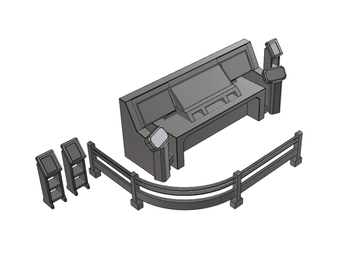 Mechwarrior 4 Mechlab Console and Railing 3d printed 