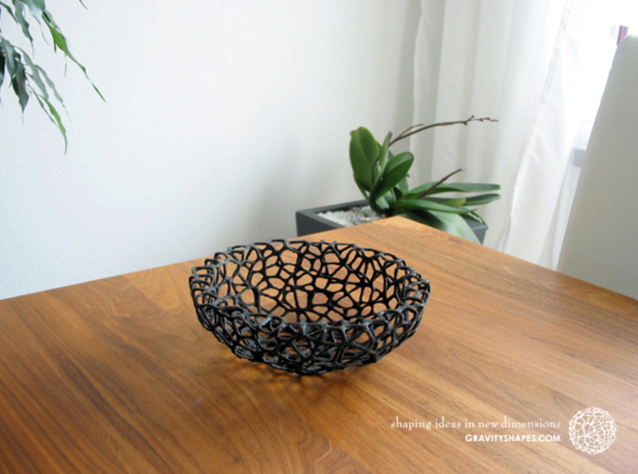 Bowl (19 cm) - Voronoi-Style #4 3d printed Own 3D-print with black PLA.