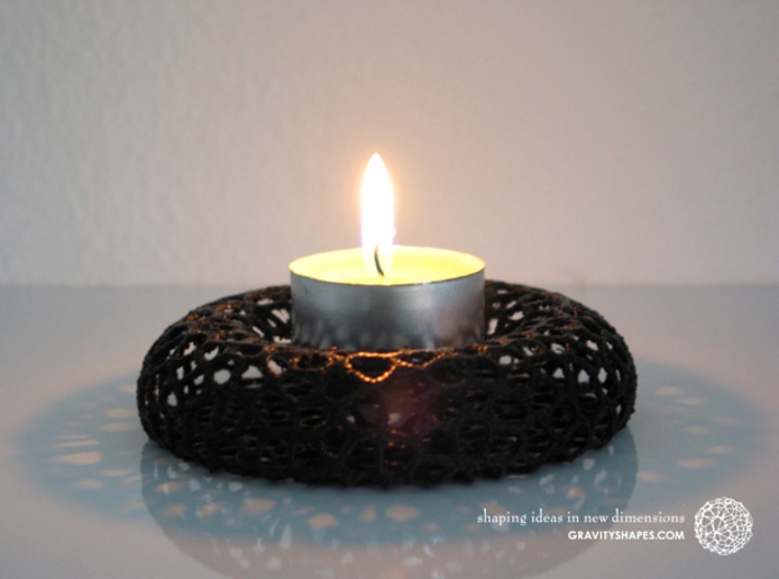 Tealight holder - Voronoi-Style #11 3d printed Own 3D-print with black PLA.