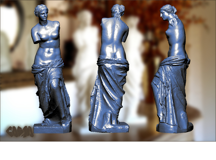 Venus de Milo (19.4" tall) 3d printed Venus de Milo (computer rendering, shown in blue for contrast)