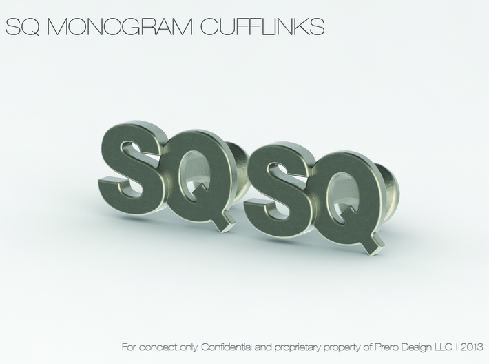 Monogram Cufflinks SQ 3d printed