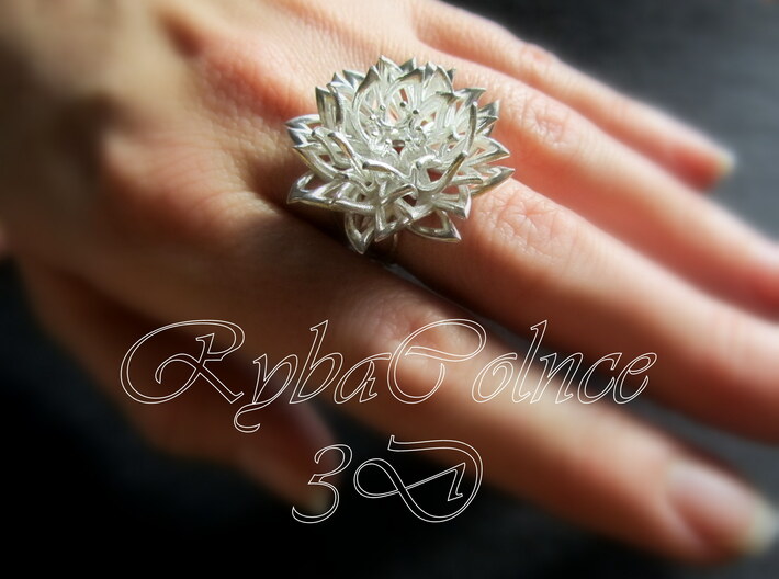 Ring the Chrysanthemum / size 6 US (16,5 mm) 3d printed