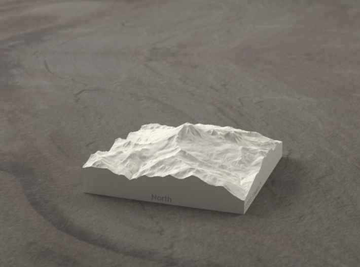 3'' Mt. Baker, Washington, USA, Sandstone 3d printed Radiance rendering of model data, viewed from the West