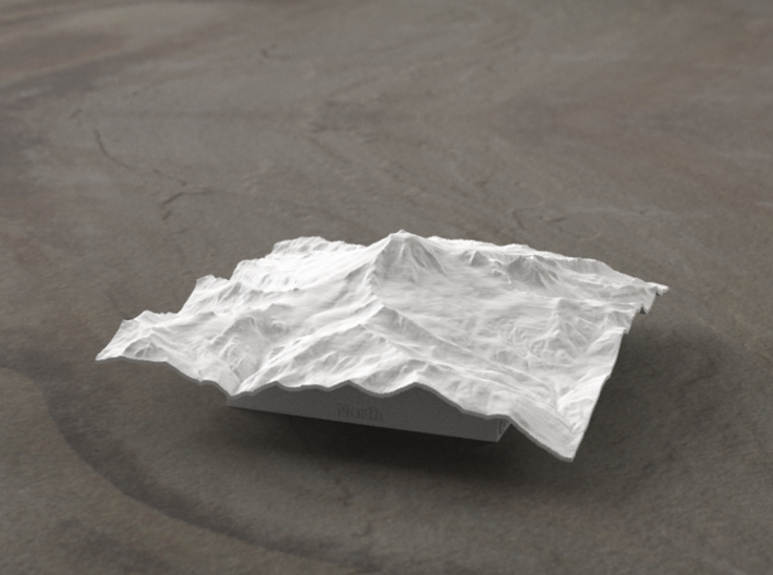 4'' Mt. Baker, Washington, USA, WSF 3d printed Radiance rendering of model data, viewed from the West