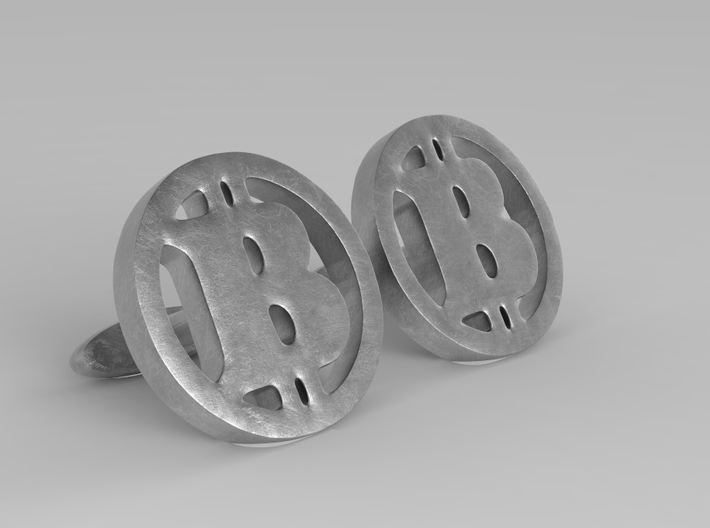 2 Bitcoin Cufflinks 3d printed