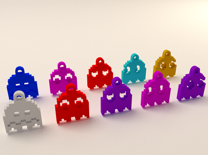 Pac Man Ghost 8-bit Earring 2 (looks left) 3d printed 