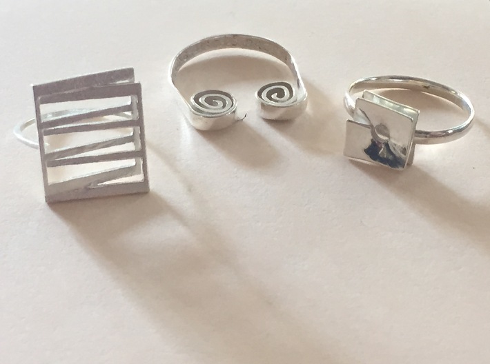 Meet: Intersecting Planes Ring 3d printed Projective Plane Ring on the left