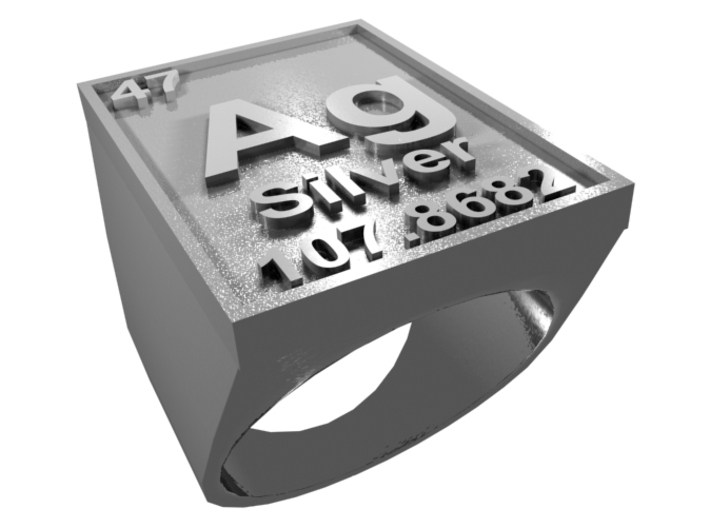 Silver Periodic Table Ring Size 8 Solid Ring Band 3d printed CGI Render of The Silver Periodic Table Ring From The Top
