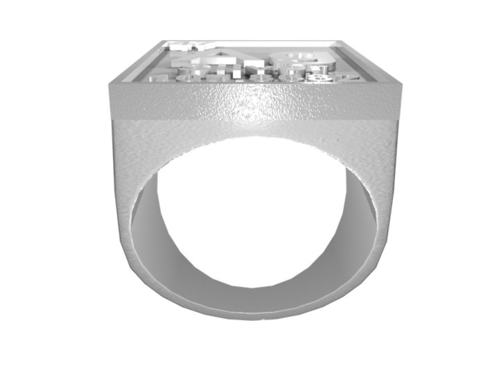 Silver Periodic Table Ring Size 8 Solid Ring Band 3d printed CGI Render of The Silver Periodic Table Ring From The Front