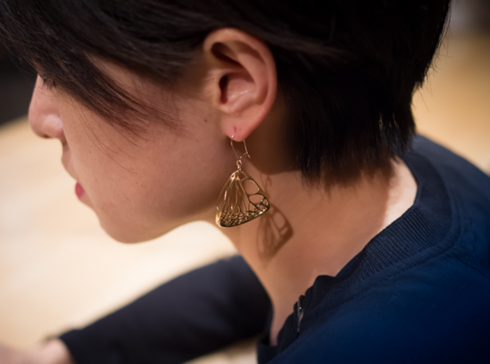 Butterfly Earrings (S) 3d printed Material: Raw Brass