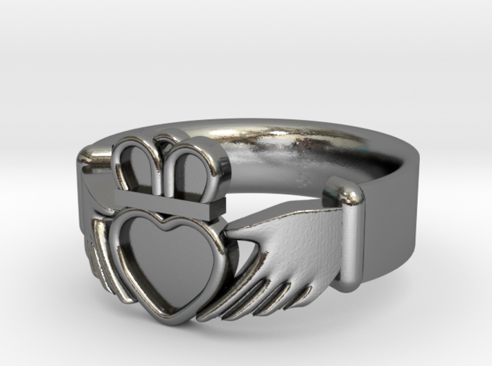 Claddagh With Gems Size 7 - NO GEMS 3d printed 