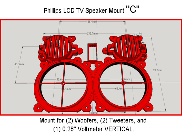 Phillips LCD TV Speaker Mount "D" 3d printed 