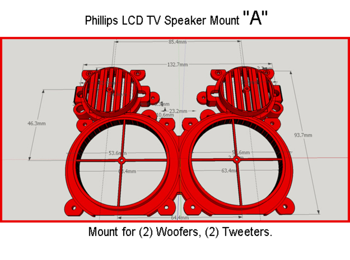 Phillips LCD TV Speaker Mount "Left Half" 3d printed 