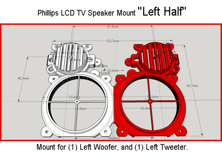Phillips LCD TV Speaker Mount "Double Left Half" 3d printed 
