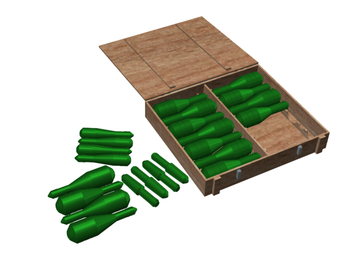 Panzergranate (Grenades) and Box Set, 1/6 3d printed Rendering for Demonstration
