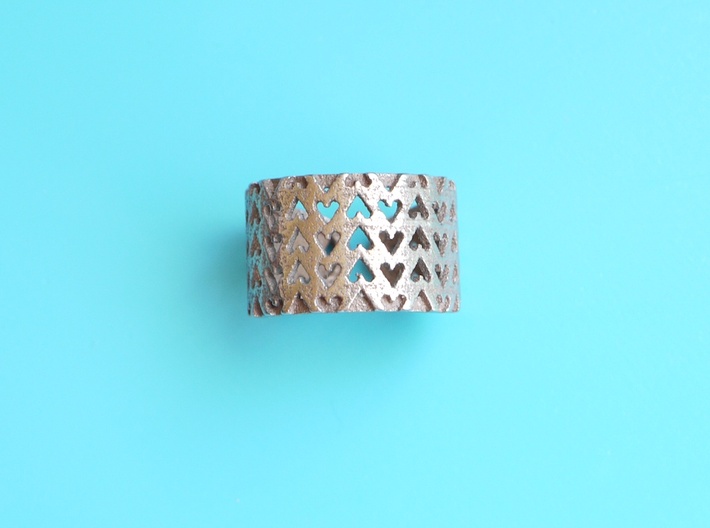 Inverted Hearts Ring 3d printed stainless steel