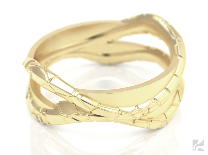 Full Dual Modern Ring 3d printed Gold
