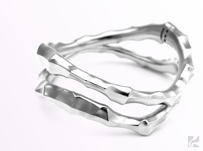 Dual Voronoi Ring 3d printed Silver
