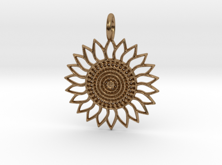 Sunflower Pendant 3d printed Sunflower Pendant in Brass is natural.