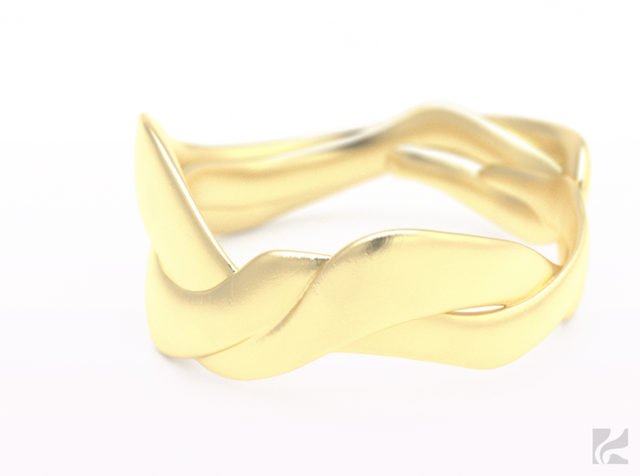 Smooth Weave Ring 3d printed Gold