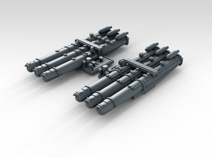 1/600 WW2 RN 21&quot; Triple Torpedo Mounts (2) 3d printed 3d render showing product detail