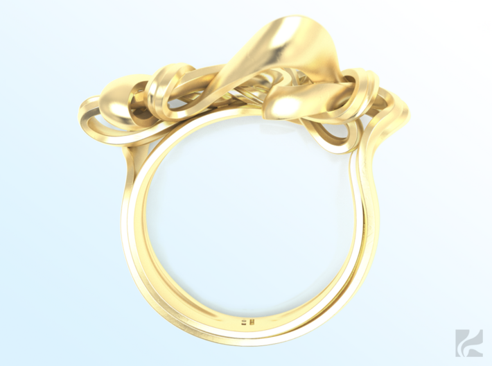 Weaving Ribbons Ring 3d printed Gold
