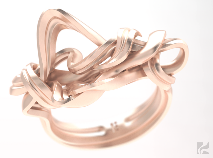Weaving Ribbons Ring 3d printed Rose Gold