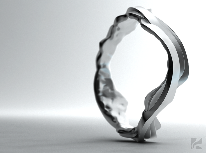 Sharp Edges Ring 3d printed Silver
