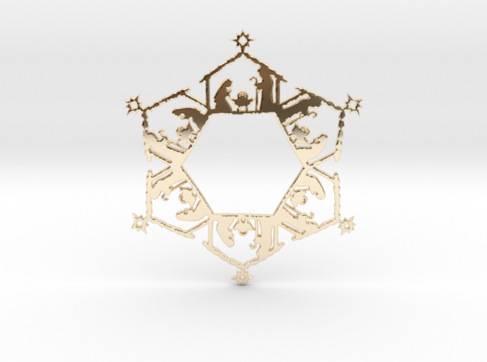 Nativity Snowflake Ornament 3d printed