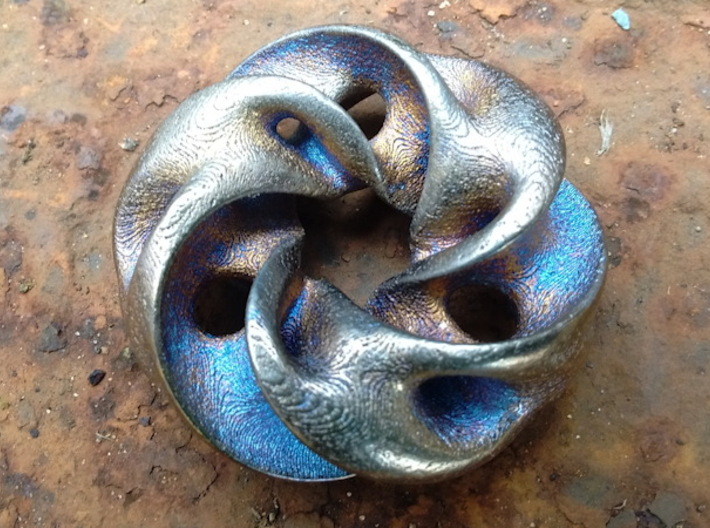 Seedpod of Tacañita  - mobius pendant /sculpture 3d printed Special order: polished gold, blued for luminance.