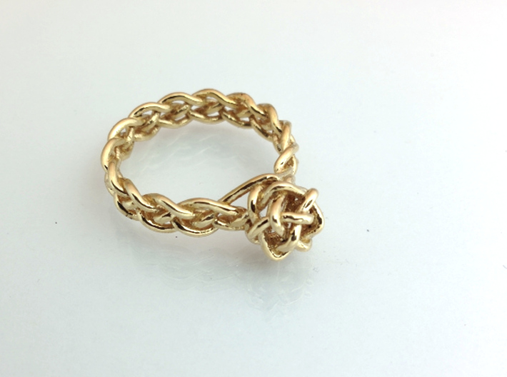Woven Gem Ring 3d printed Polished Brass