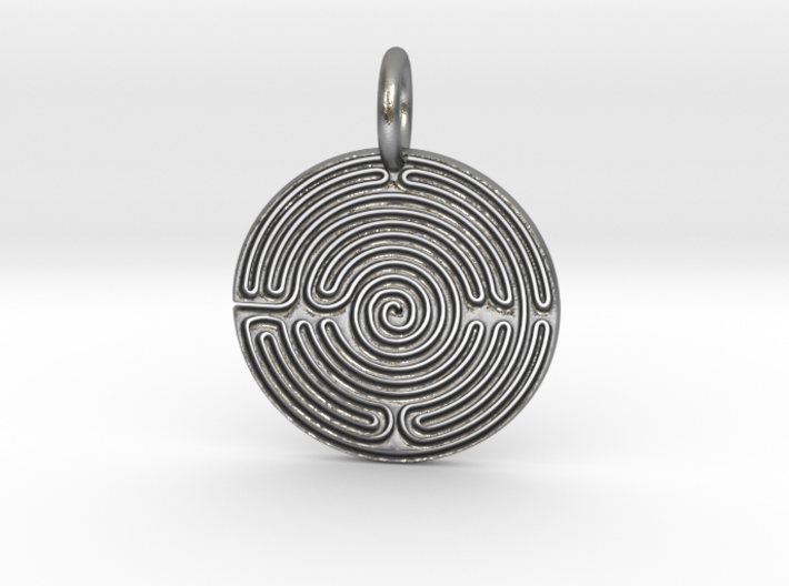 Small Labyrinth 3d printed Silver Labyrinth