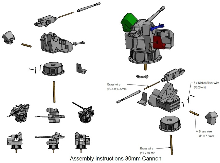 30mm Cannon kit x 2 - 1/96 3d printed 