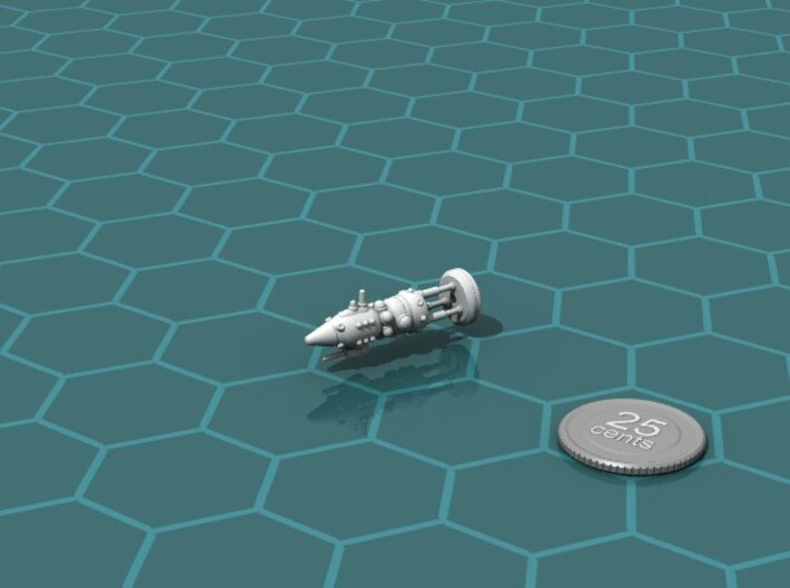 USSR &quot;Exile&quot; class Escort Gunboat 3d printed Render of the model, with a virtual quarter for scale.