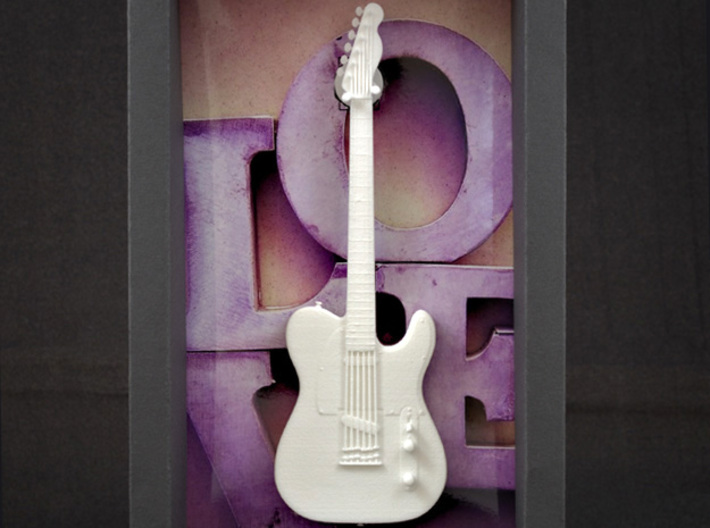 Fender Telecaster, Scale 1:6  3d printed The Love Telecaster in a shadow box wit a hanger