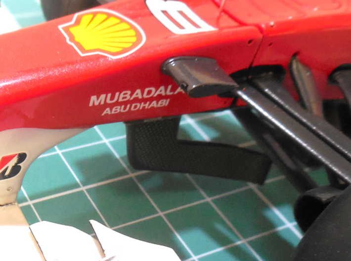 Ferrari F10 Steering Wheel and Aerodynamic Turning 3d printed Printed turning vane painted and installed in the model