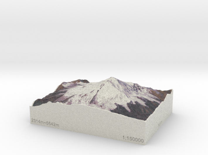 Mt. Elbrus, Russia, 1:150000 Explorer 3d printed 